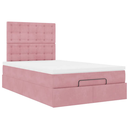 Ottoman-Bett mit Matratzen Rosa 120x200 cm Samt