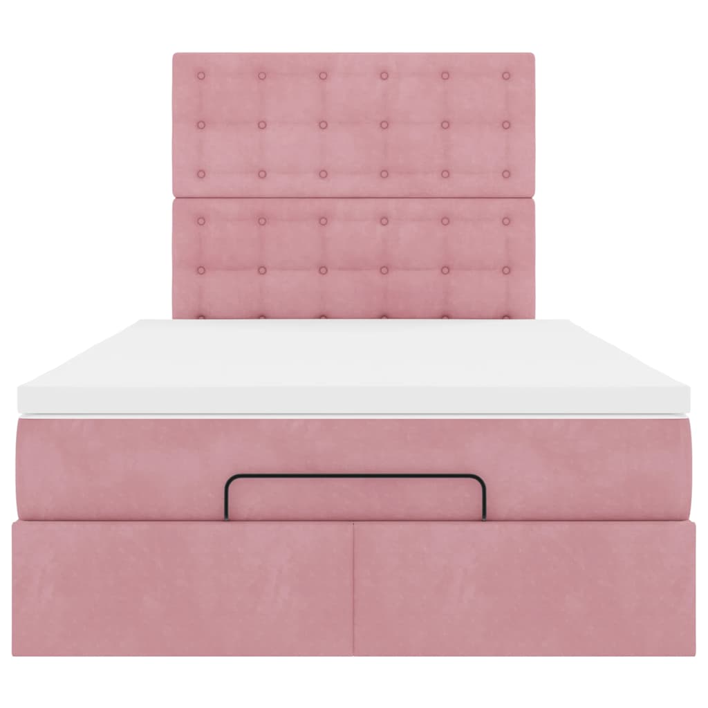 Ottoman-Bett mit Matratzen Rosa 120x200 cm Samt