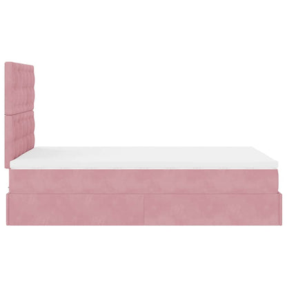 Ottoman-Bett mit Matratzen Rosa 120x200 cm Samt