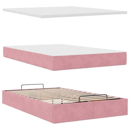 Ottoman-Bett mit Matratzen Rosa 120x200 cm Samt