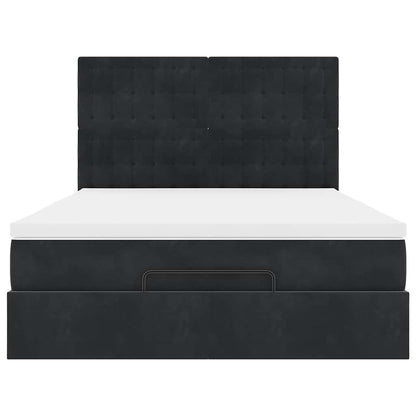 Ottoman-Bett mit Matratzen Schwarz 140x200 cm Samt