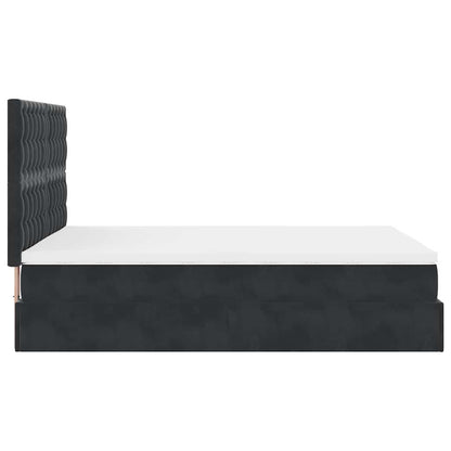 Ottoman-Bett mit Matratzen Schwarz 140x200 cm Samt