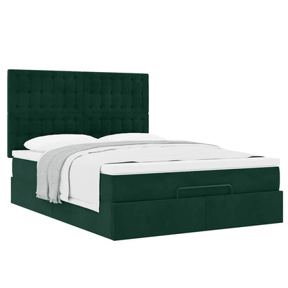 Ottoman-Bett mit Matratzen Dunkelgrün 140x200 cm Samt
