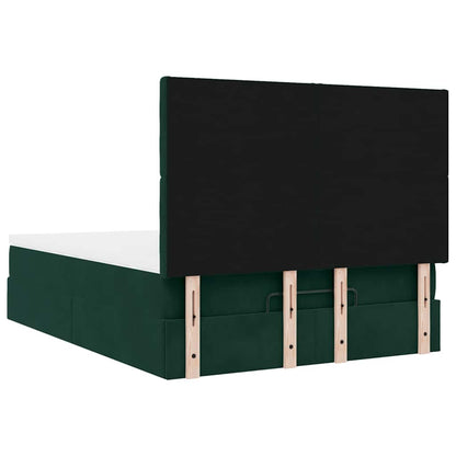 Ottoman-Bett mit Matratzen Dunkelgrün 140x200 cm Samt