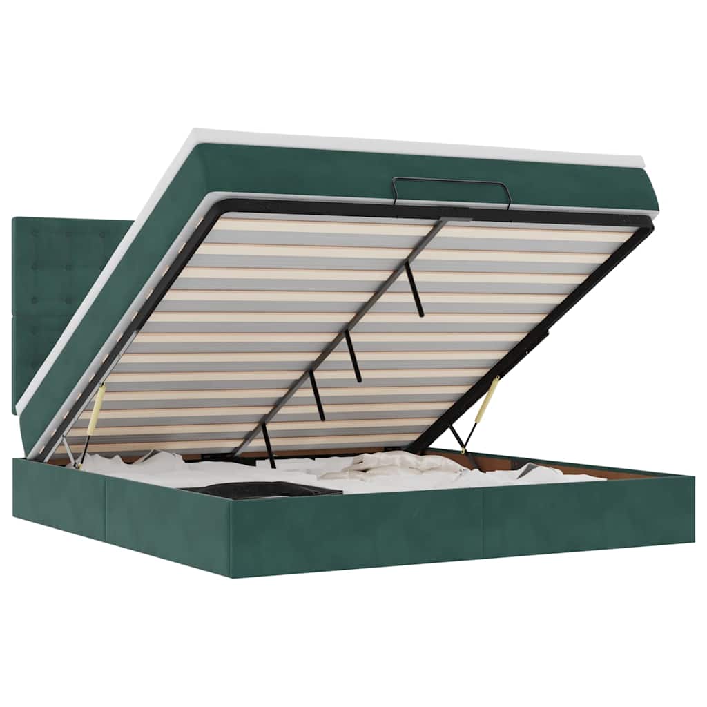 Ottoman-Bett mit Matratzen Dunkelgrün 180x200 cm Samt