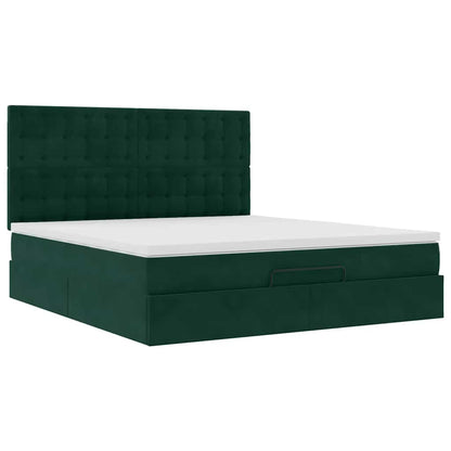 Ottoman-Bett mit Matratzen Dunkelgrün 180x200 cm Samt