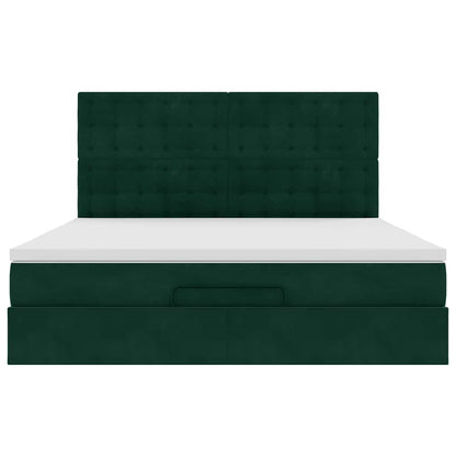 Ottoman-Bett mit Matratzen Dunkelgrün 180x200 cm Samt