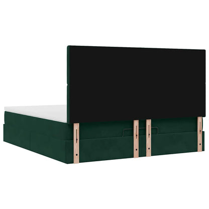 Ottoman-Bett mit Matratzen Dunkelgrün 180x200 cm Samt