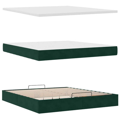 Ottoman-Bett mit Matratzen Dunkelgrün 180x200 cm Samt
