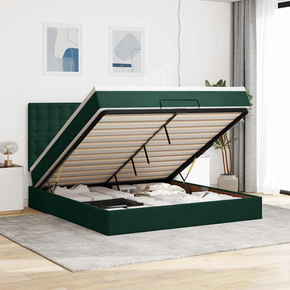 Ottoman-Bett mit Matratzen Dunkelgrün 180x200 cm Samt