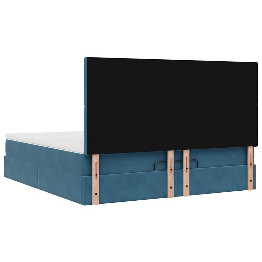 Lit ottoman avec matelas bleu foncé 180x200 cm velours