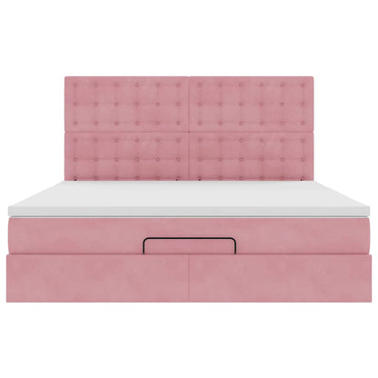 Ottoman-Bett mit Matratzen Rosa 180x200 cm Samt
