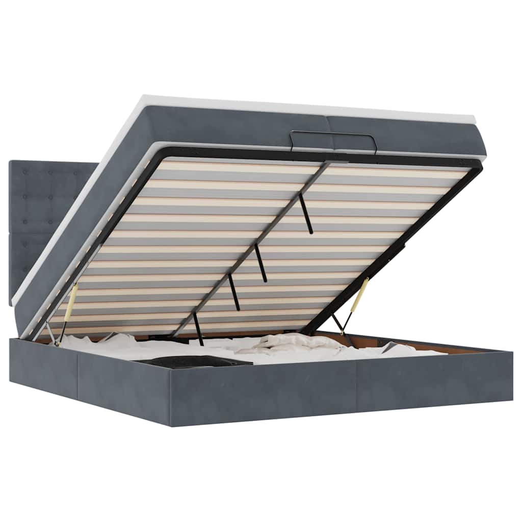 Ottoman-Bett mit Matratzen Dunkelgrau 200x200 cm Samt