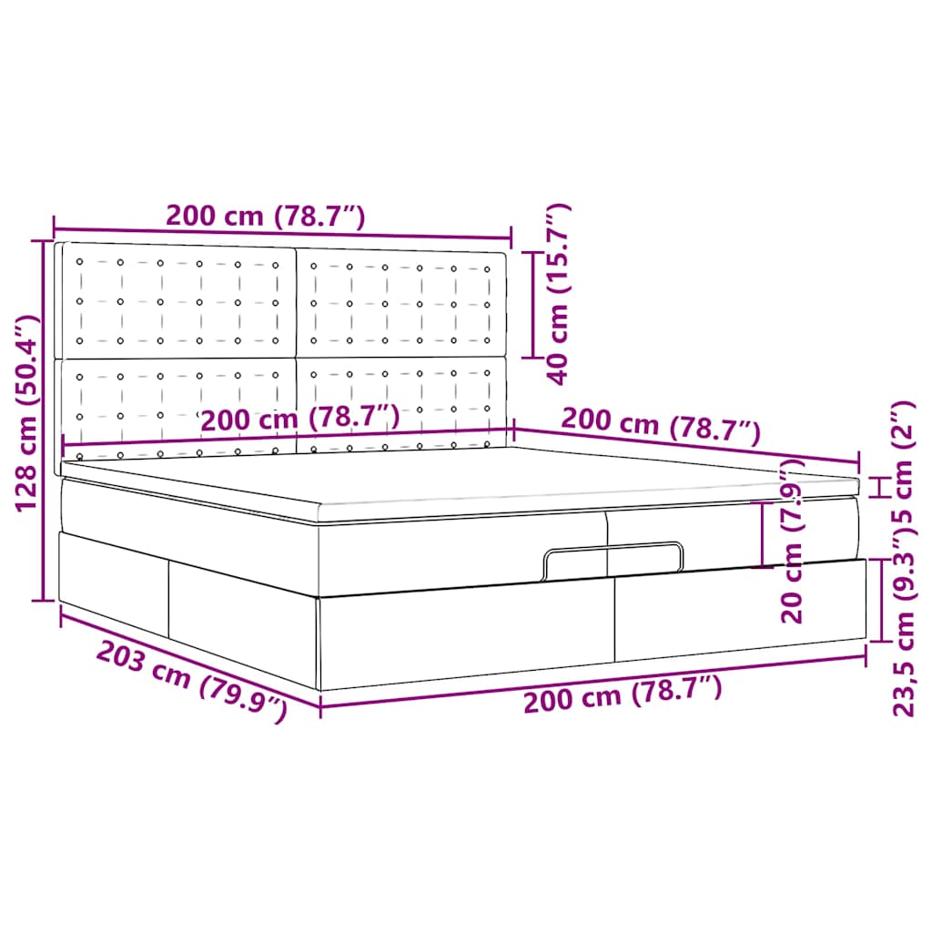 Ottoman-Bett mit Matratzen Dunkelgrau 200x200 cm Samt