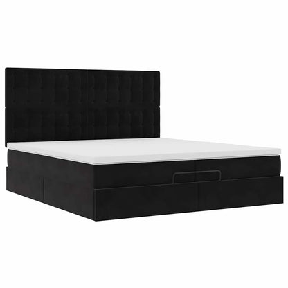 Ottoman-Bett mit Matratzen Schwarz 200x200 cm Samt