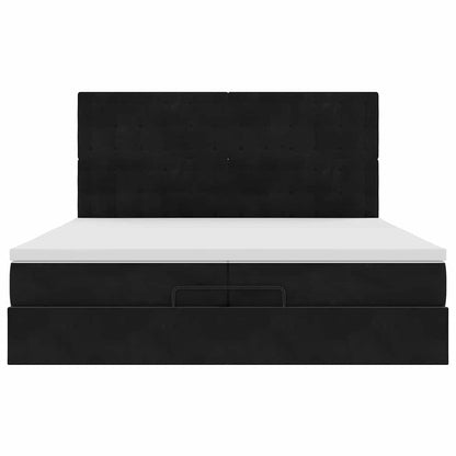 Ottoman-Bett mit Matratzen Schwarz 200x200 cm Samt