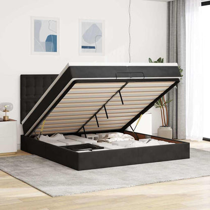 Ottoman-Bett mit Matratzen Schwarz 200x200 cm Samt
