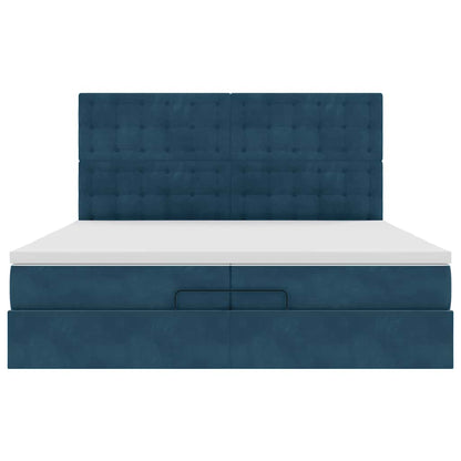 Ottoman-Bett mit Matratzen Dunkelblau 200x200 cm Samt