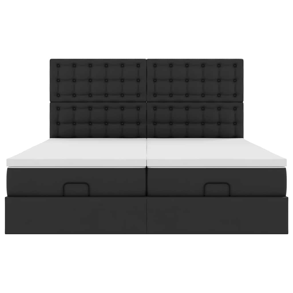 Ottoman bed with mattresses black 200x200 cm artificial leather