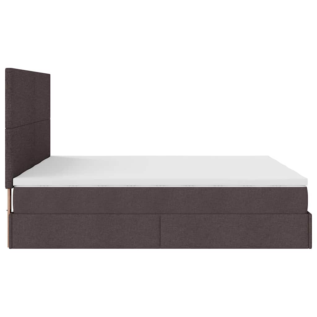 Lit ottoman avec matelas en tissu marron foncé 200x200 cm