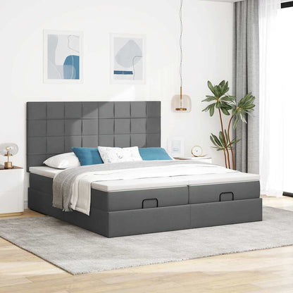 Ottoman-Bett mit Matratzen Dunkelgrau 160x200 cm Stoff