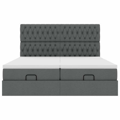 Ottoman-Bett mit Matratzen Dunkelgrau 160x200 cm Stoff