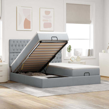 Ottoman-Bett mit Matratzen Hellgrau 180x200 cm Stoff