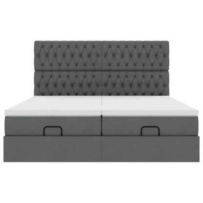 Ottoman-Bett mit Matratzen Dunkelgrau 180x200 cm Stoff