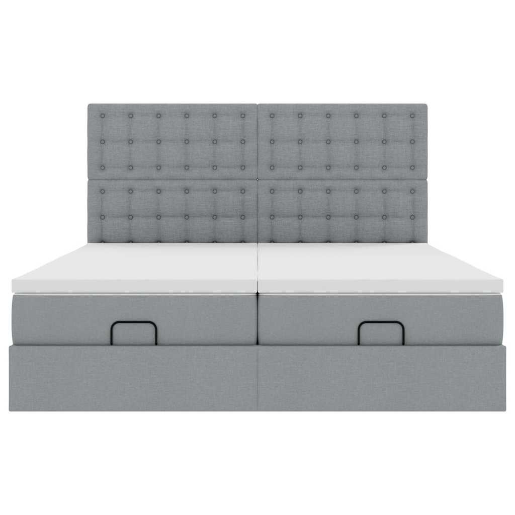 Ottoman-Bett mit Matratzen Hellgrau 160x200 cm Stoff