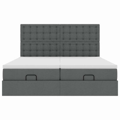 Ottoman-Bett mit Matratzen Dunkelgrau 160x200 cm Stoff