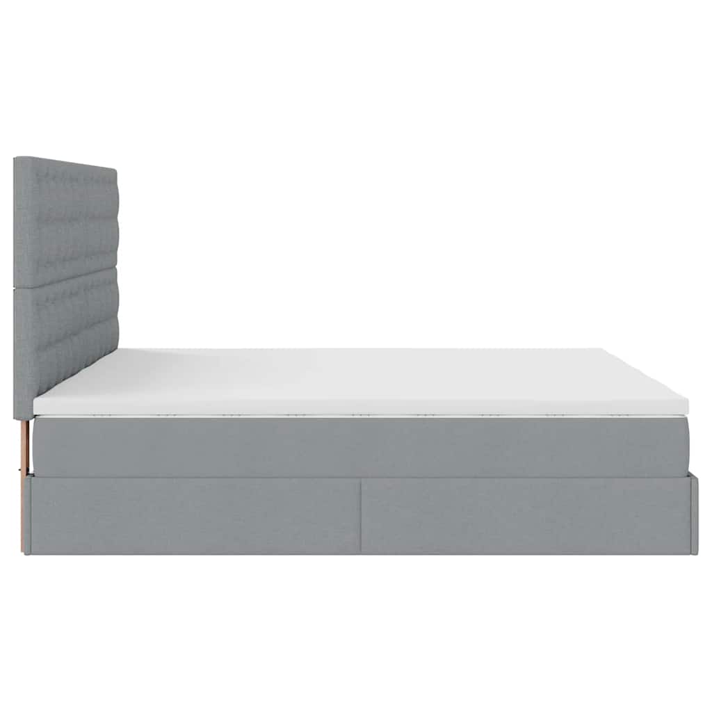 Lit ottoman avec matelas en tissu gris clair 180x200 cm