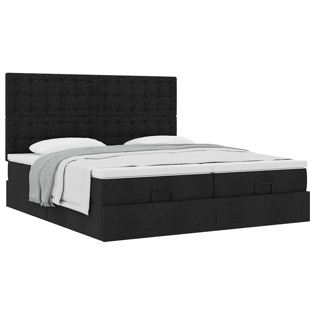Ottoman bed with mattresses black 200x200 cm fabric