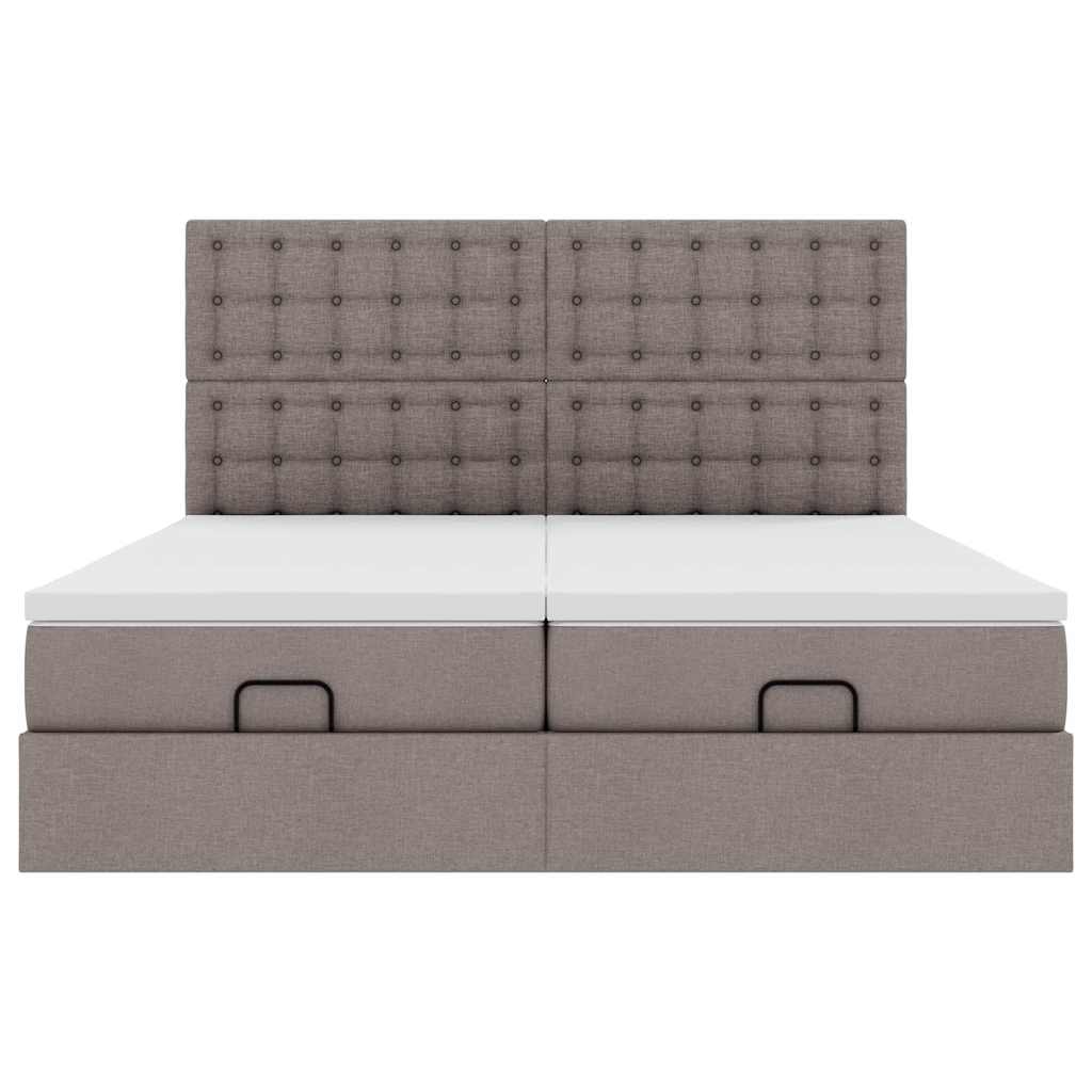 Ottoman-Bett mit Matratzen Taupe 200x200 cm Stoff