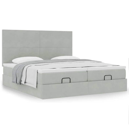 Ottoman-Bett mit Matratzen Hellgrau 200x200 cm Samt