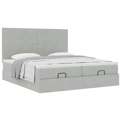 Ottoman-Bett mit Matratzen Hellgrau 200x200 cm Samt