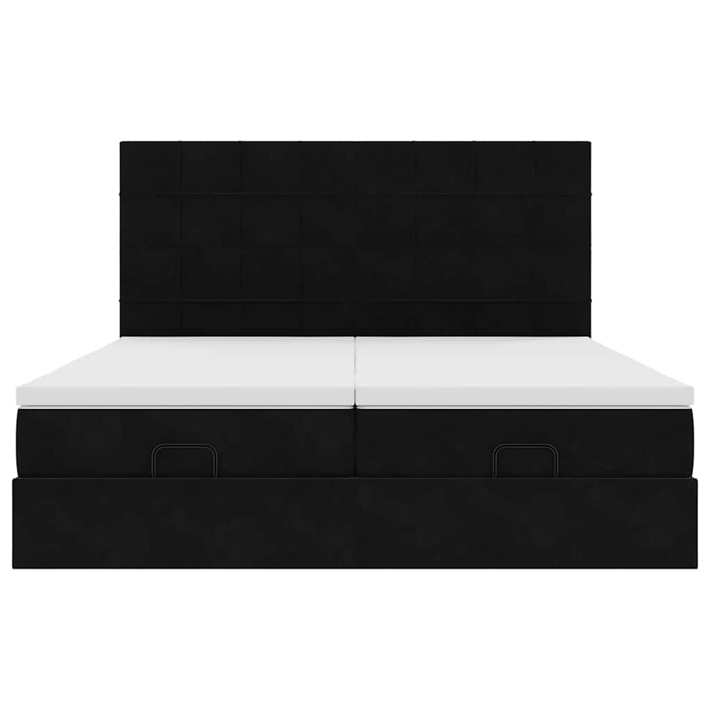 Ottoman-Bett mit Matratzen Schwarz 180x200 cm Samt
