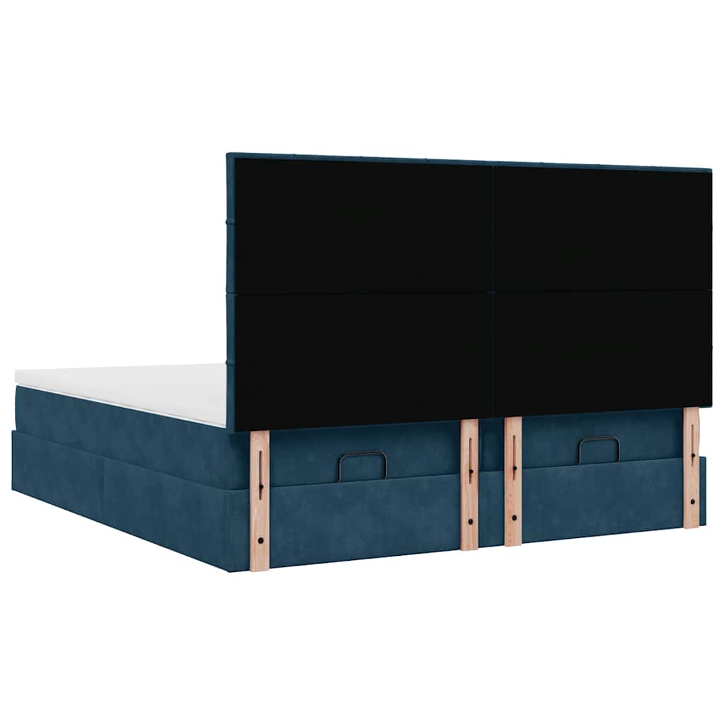 Ottoman-Bett mit Matratzen Dunkelblau 180x200 cm Samt