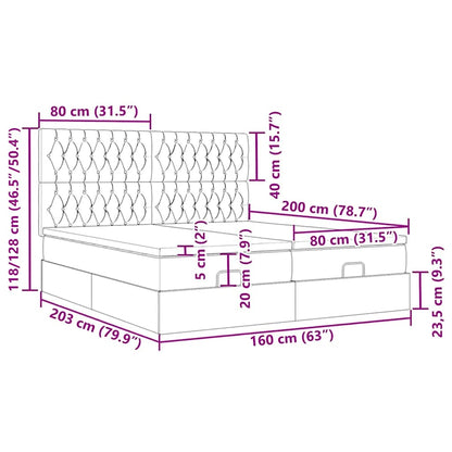 Ottoman-Bett mit Matratzen Dunkelgrau 160x200 cm Samt