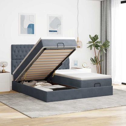 Ottoman-Bett mit Matratzen Dunkelgrau 160x200 cm Samt