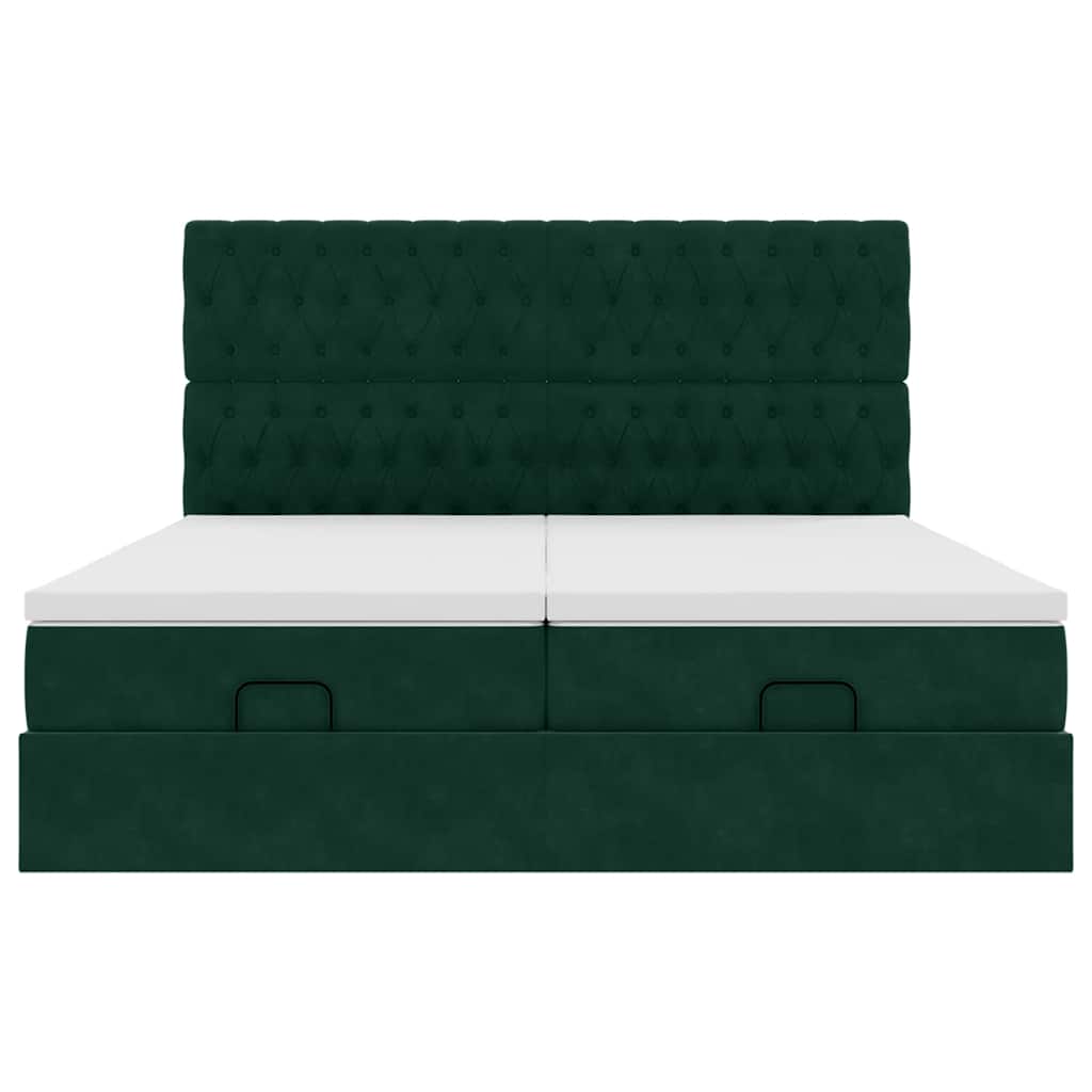 Ottoman-Bett mit Matratzen Dunkelgrün 180x200 cm Samt