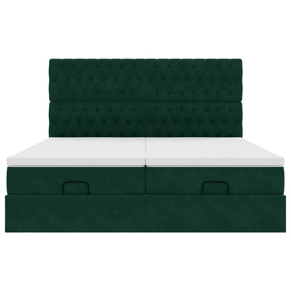 Ottoman-Bett mit Matratzen Dunkelgrün 180x200 cm Samt