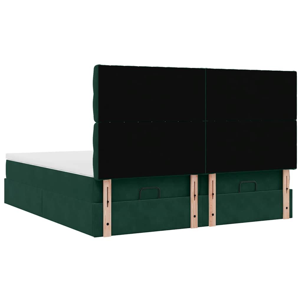 Ottoman-Bett mit Matratzen Dunkelgrün 180x200 cm Samt