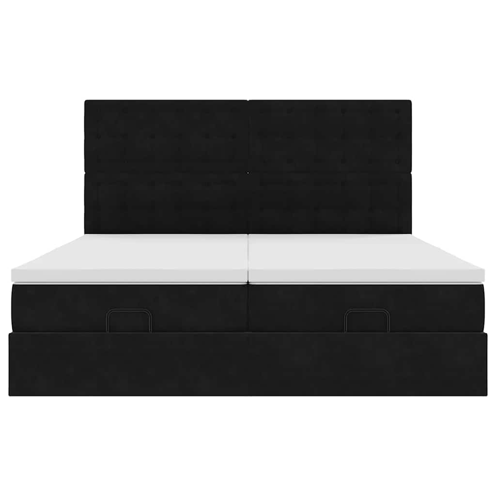 Ottoman-Bett mit Matratzen Schwarz 160x200 cm Samt