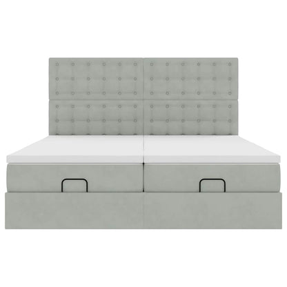 Ottoman-Bett mit Matratzen Hellgrau 180x200 cm Samt