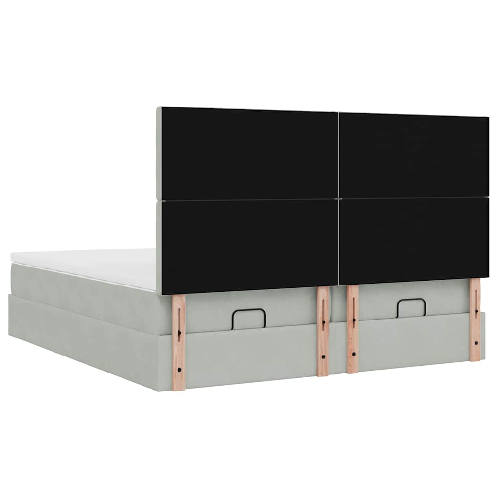 Ottoman-Bett mit Matratzen Hellgrau 200x200 cm Samt