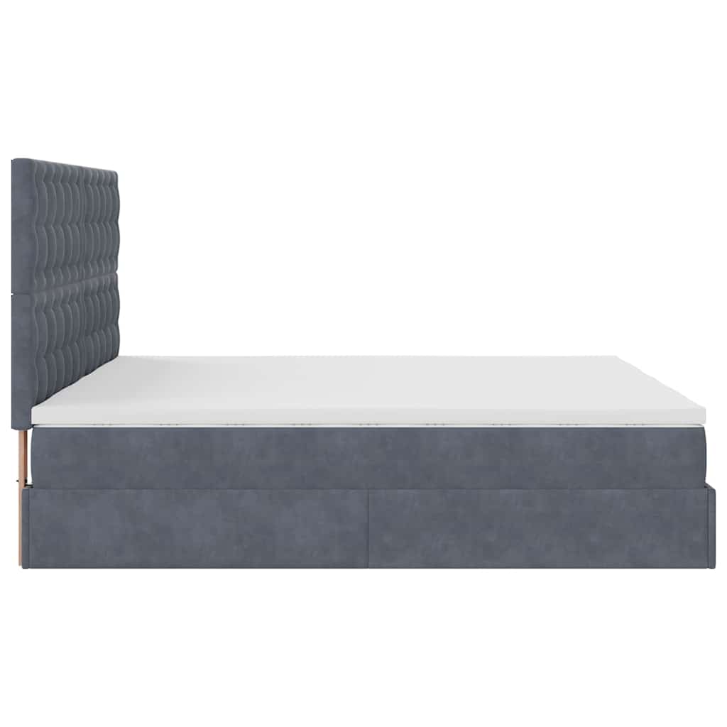 Lit ottoman avec matelas en velours gris foncé 200x200 cm