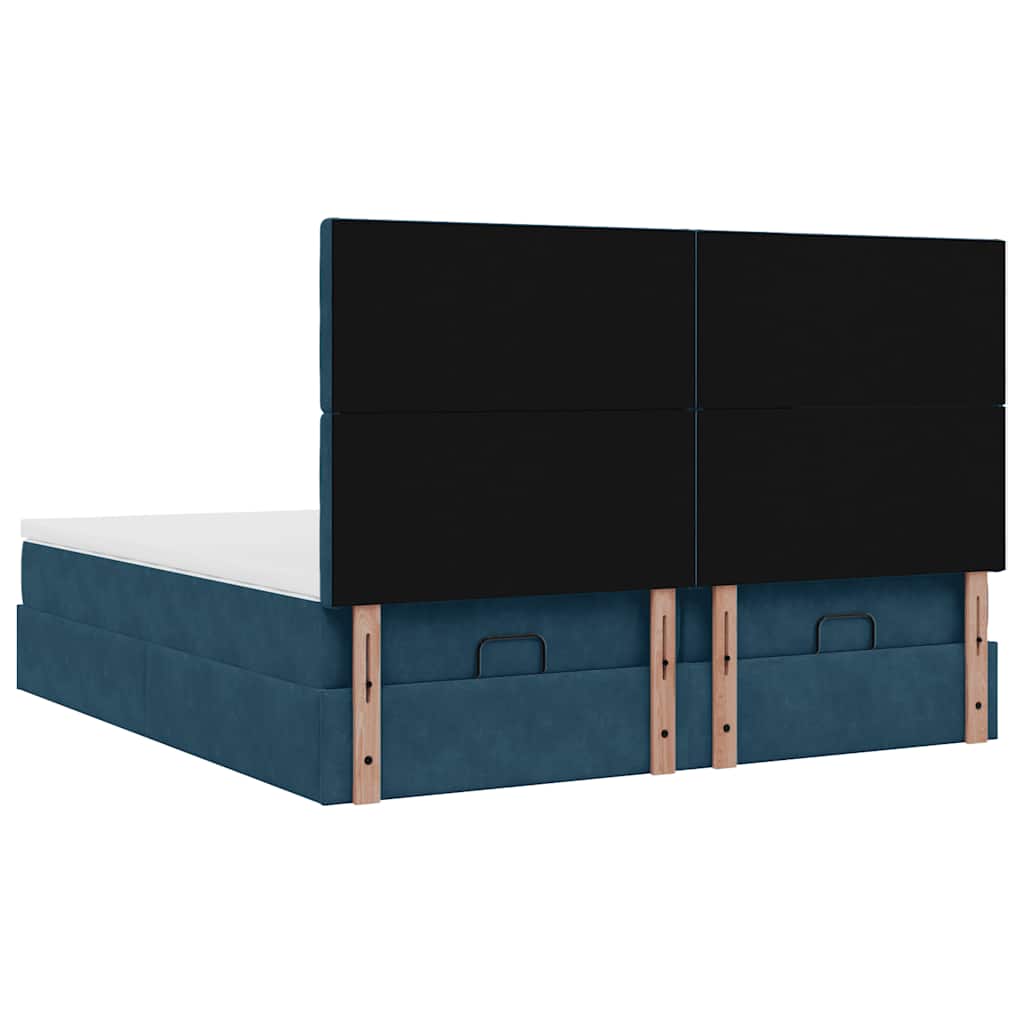 Ottoman-Bett mit Matratzen Dunkelblau 200x200 cm Samt