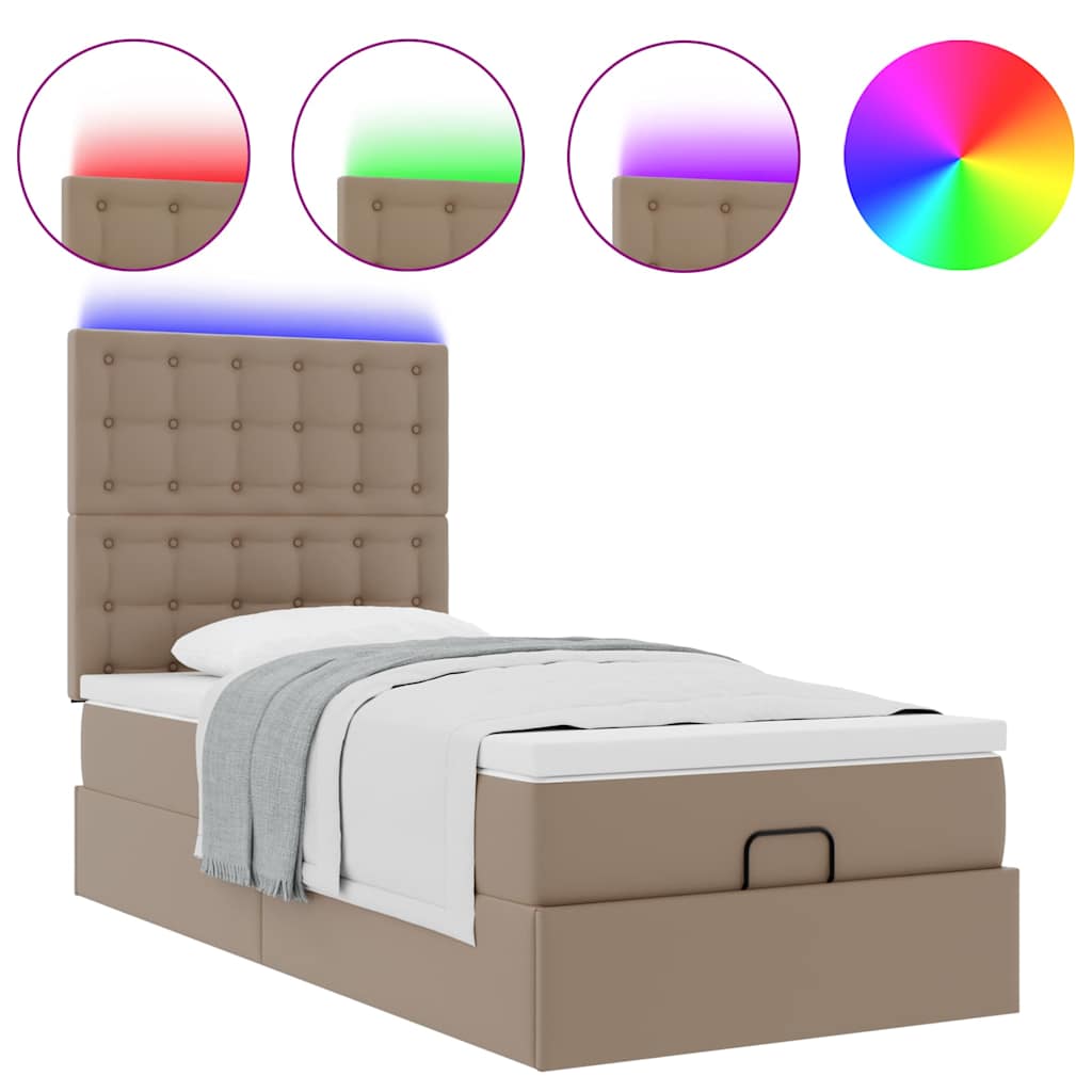 Ottoman-Bett mit Matratze & LEDs 80x200 cm Kunstleder