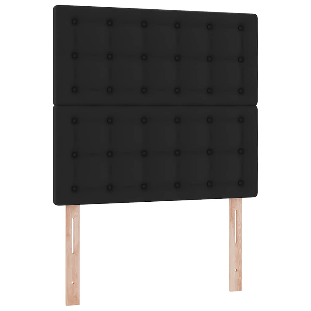 Ottoman-Bett mit Matratze & LEDs Schwarz 90x190 cm Kunstleder