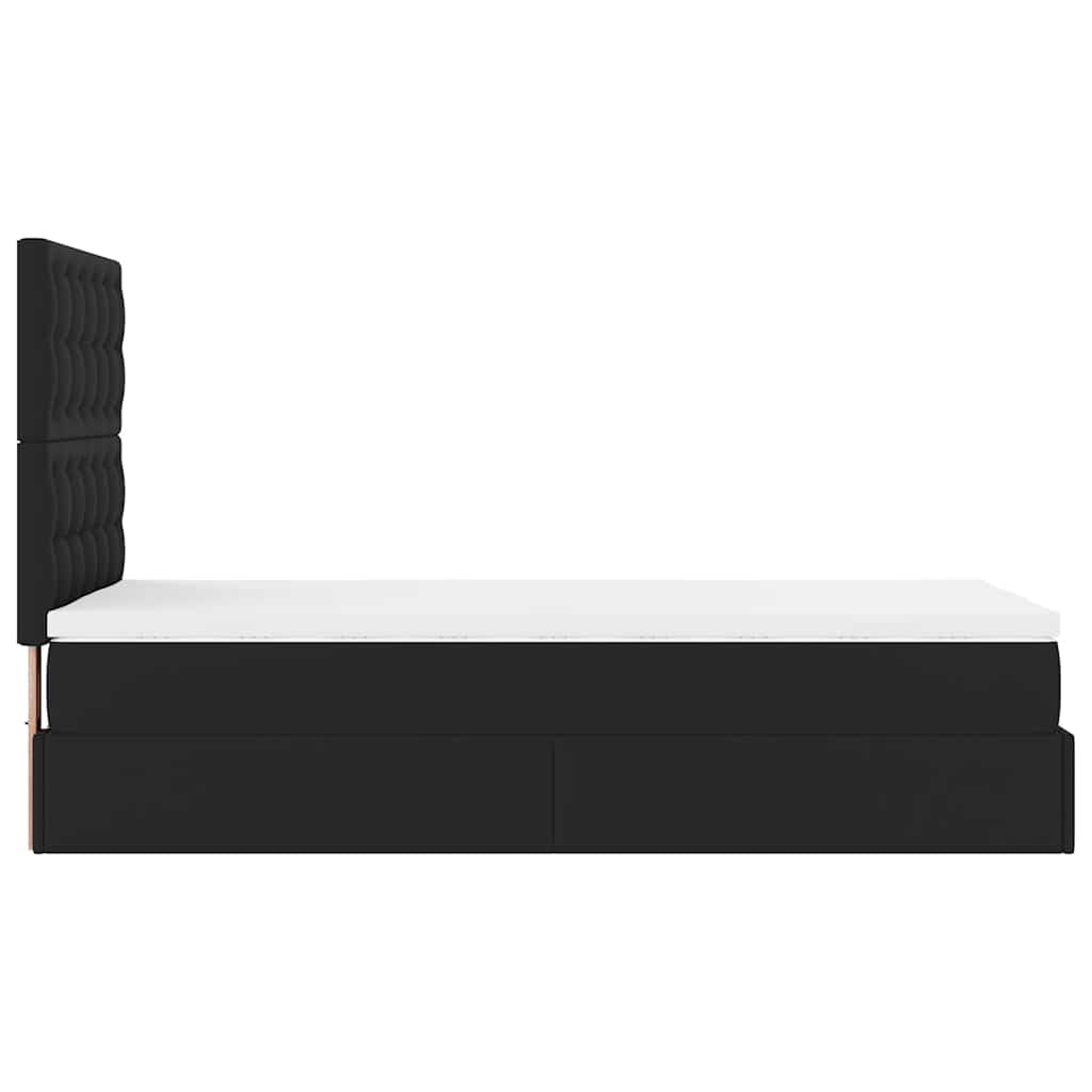Ottoman-Bett mit Matratze & LEDs Schwarz 90x190 cm Kunstleder